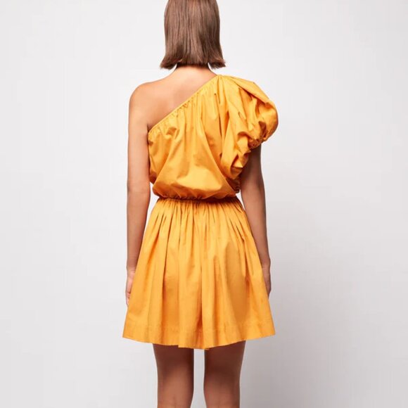 SWF Orange Puff Sleeve Cotton Mini Dress NWOT Sz M - Picture 2 of 3